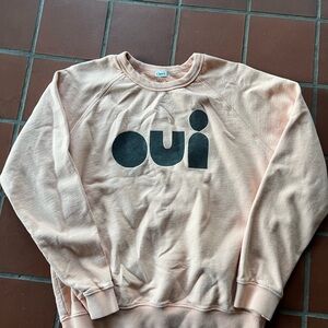 Clare V Oui Peachy Pink Crewneck Sweatshirt